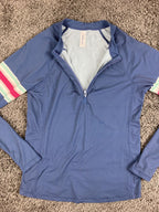 Vineyard Vines Womens Rash Guard Blue Vacation Stripe Long Sleeve Swim Top Sz S