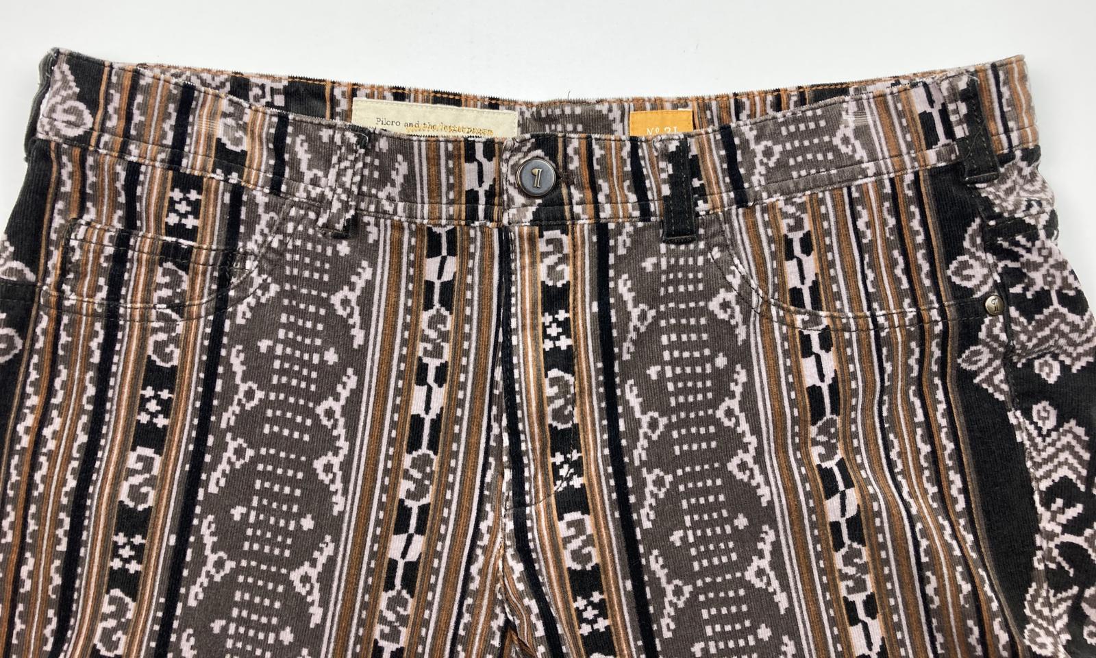 Pilcro and the Letterpress Micro-cord Tan Black Aztec Print Skinny Jeans Size 31