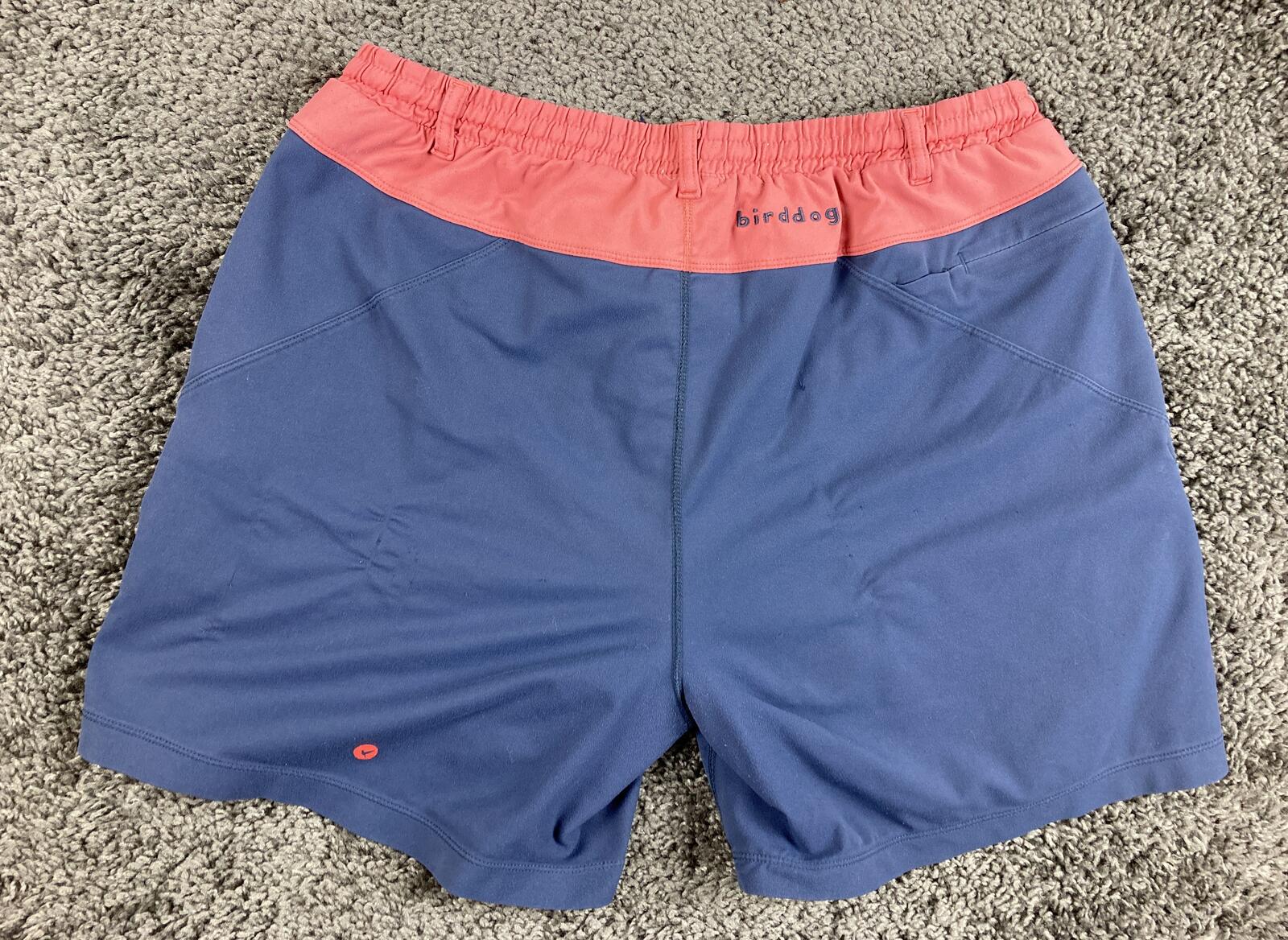 Birddogs Boomstick Gym Shorts Mens Blue Pink Lined Athletic Workout Sz XL