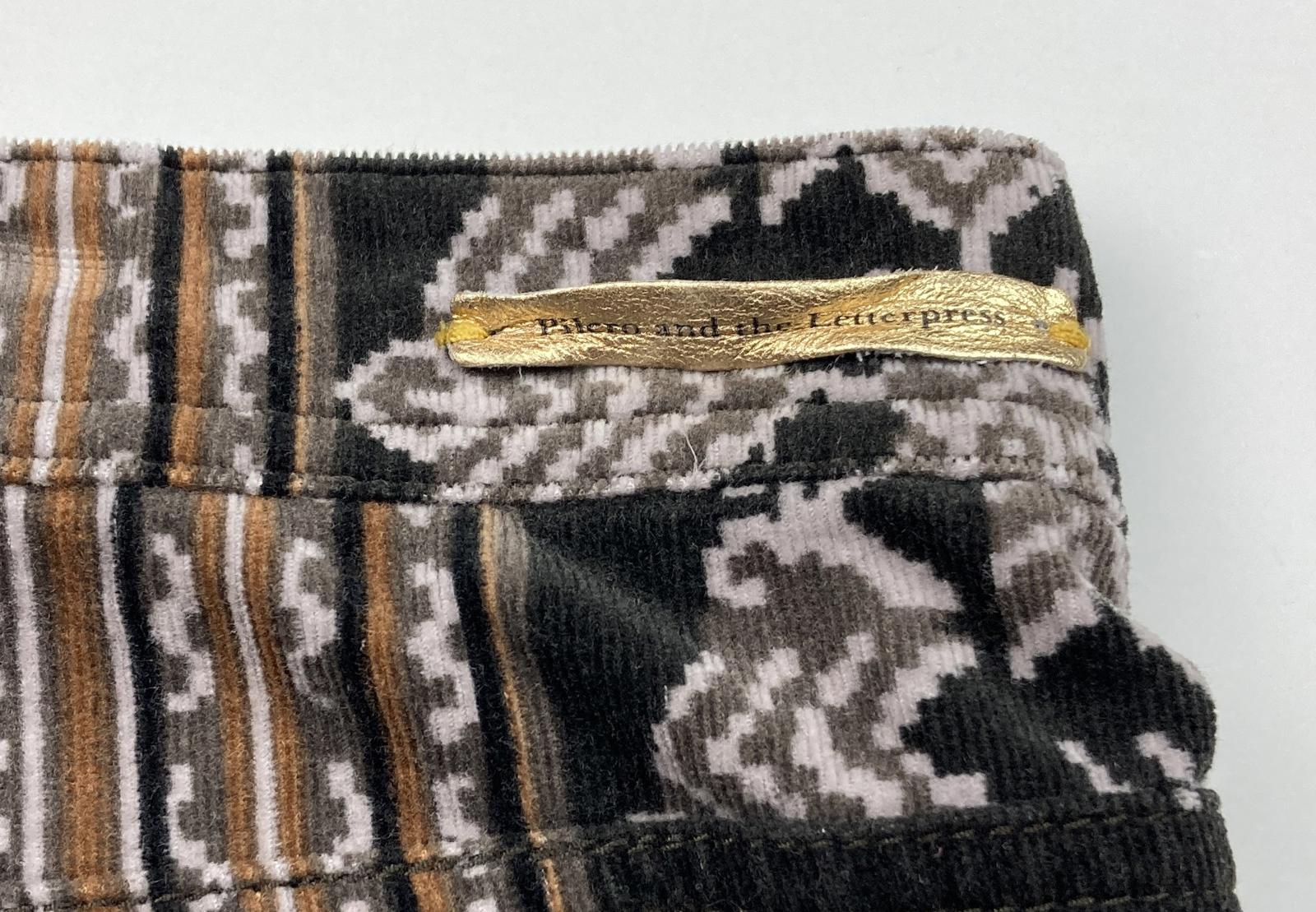 Pilcro and the Letterpress Micro-cord Tan Black Aztec Print Skinny Jeans Size 31