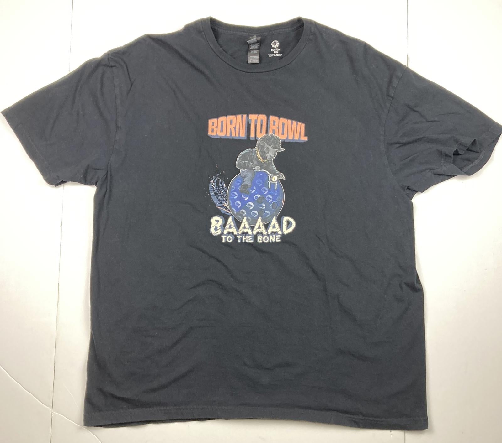 Gildan Softstyle Men’s “Born To Bowl BAAAD To The Bone” Size XL Black T-Shirt