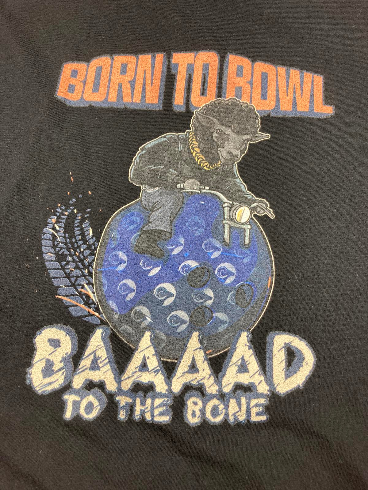 Gildan Softstyle Men’s “Born To Bowl BAAAD To The Bone” Size XL Black T-Shirt