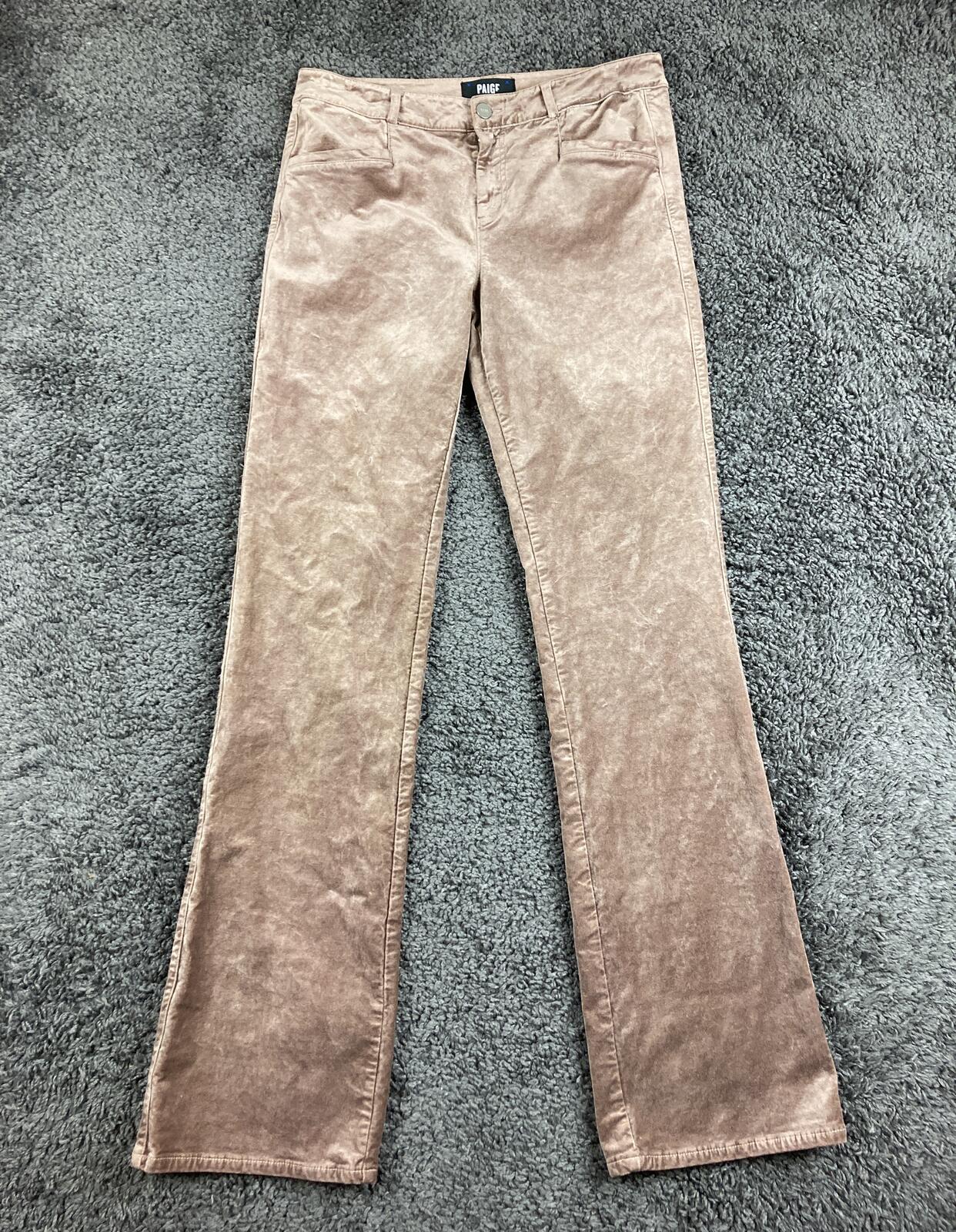 PAIGE Sloane Velvet Bootcut Pants Dusty Rose Low Rise Stretch Luxury Sz  29