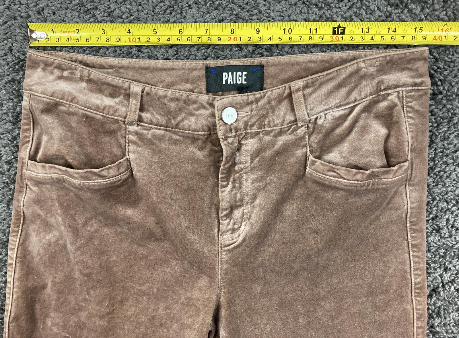 PAIGE Sloane Velvet Bootcut Pants Dusty Rose Low Rise Stretch Luxury Sz  29
