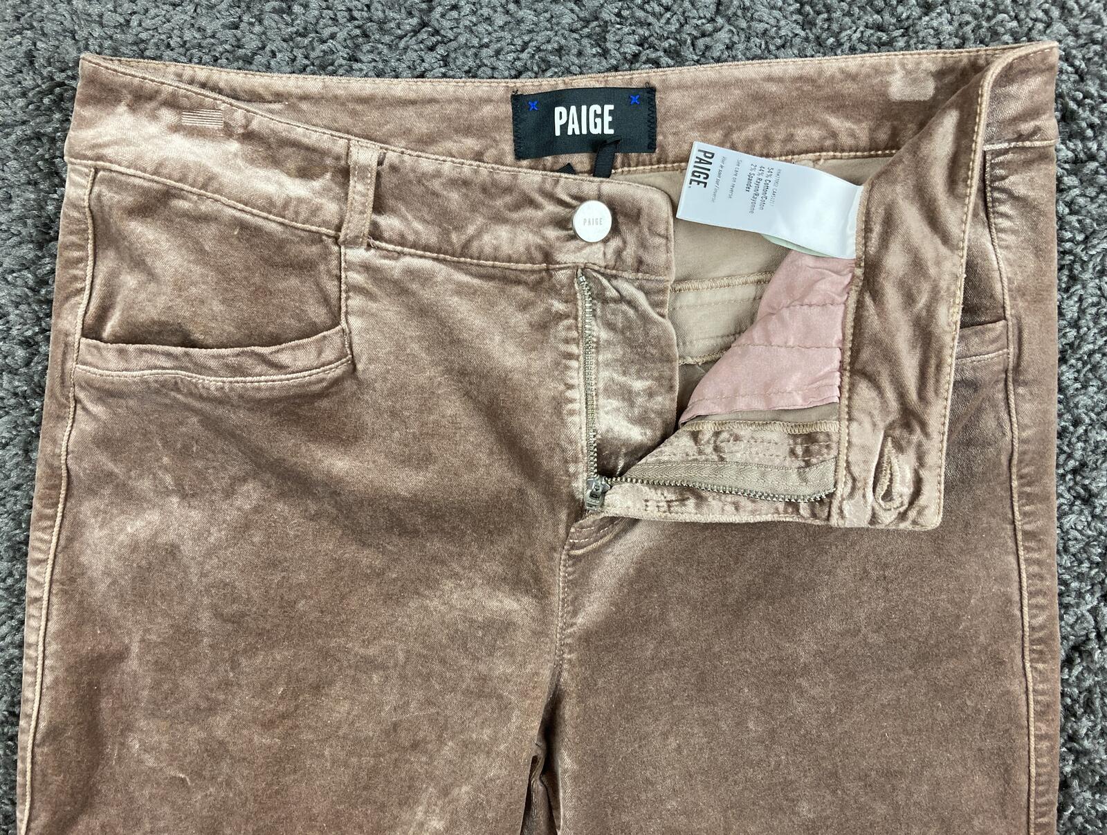 PAIGE Sloane Velvet Bootcut Pants Dusty Rose Low Rise Stretch Luxury Sz  29