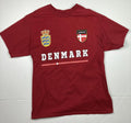 Port & Company Denmark National Flag Crest Red T-Shirt Men’s Medium 100% Cotton