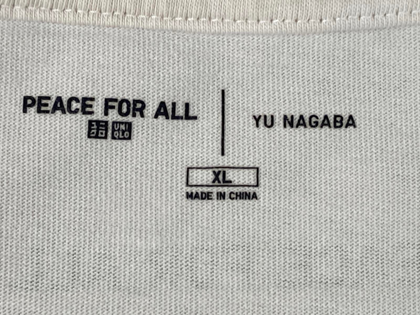 Uniqlo x Yu Nagaba Peace For All  Graphic T-Shirt Cream 100% Cotton Sz XL
