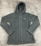 Columbia Womens Long Fleece Hoodie Jacket Charcoal Gray Full Zip Outdoor Size XL