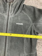 Columbia Womens Long Fleece Hoodie Jacket Charcoal Gray Full Zip Outdoor Size XL