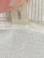 Elie Tahari White Square Neck Ruffle Sleeve Knit Top Womens Sz L