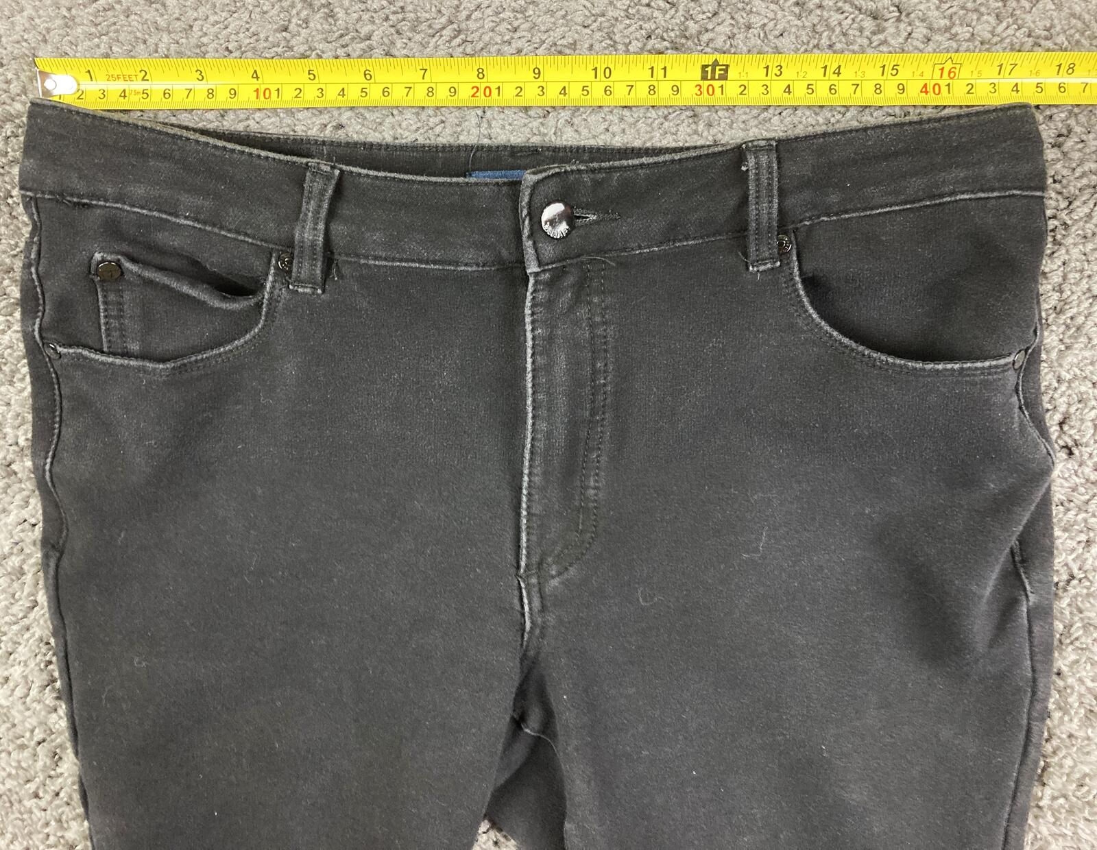Tahari Premium Denim Jeans Womens Black High Stretch Skinny Ankle  14P