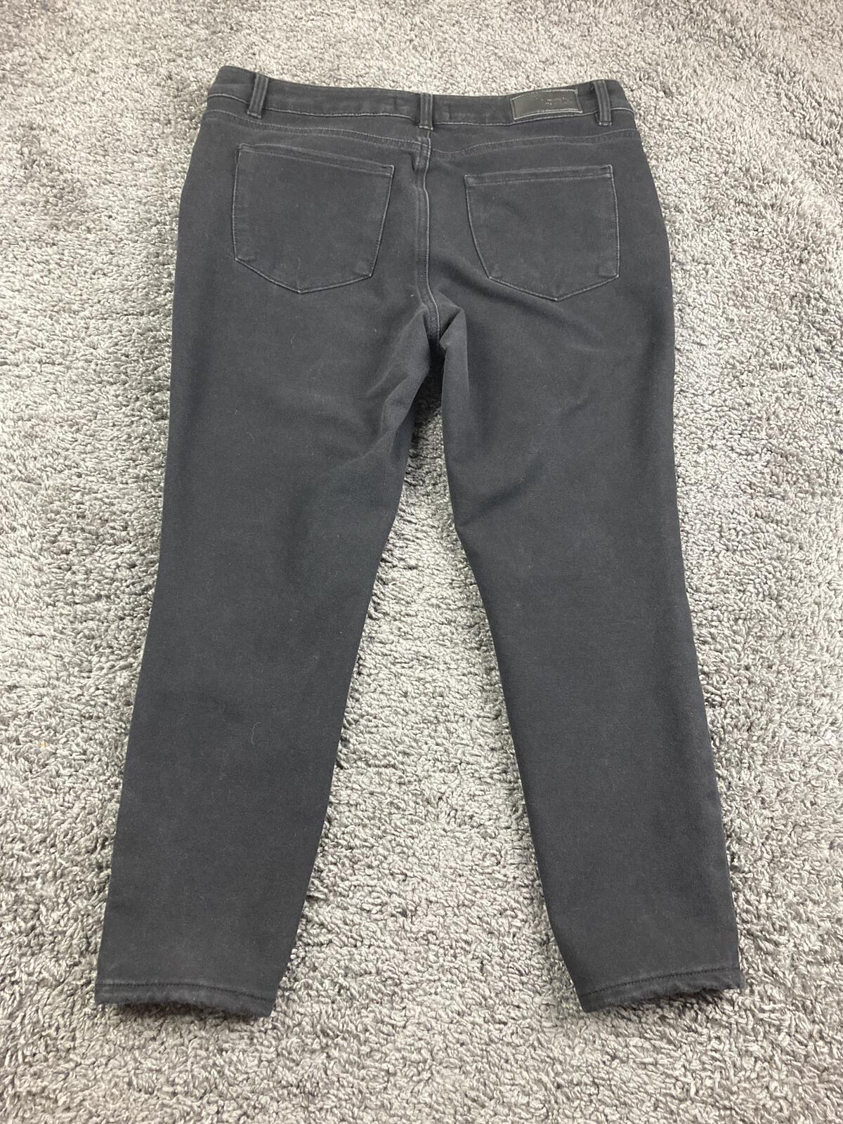 Tahari Premium Denim Jeans Womens Black High Stretch Skinny Ankle  14P