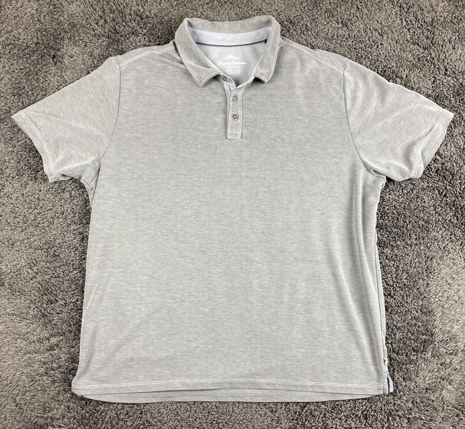 Tommy Bahama Shoreline Surf Polo Shirt Men's Gray Tencel Lyocell Sz XXL