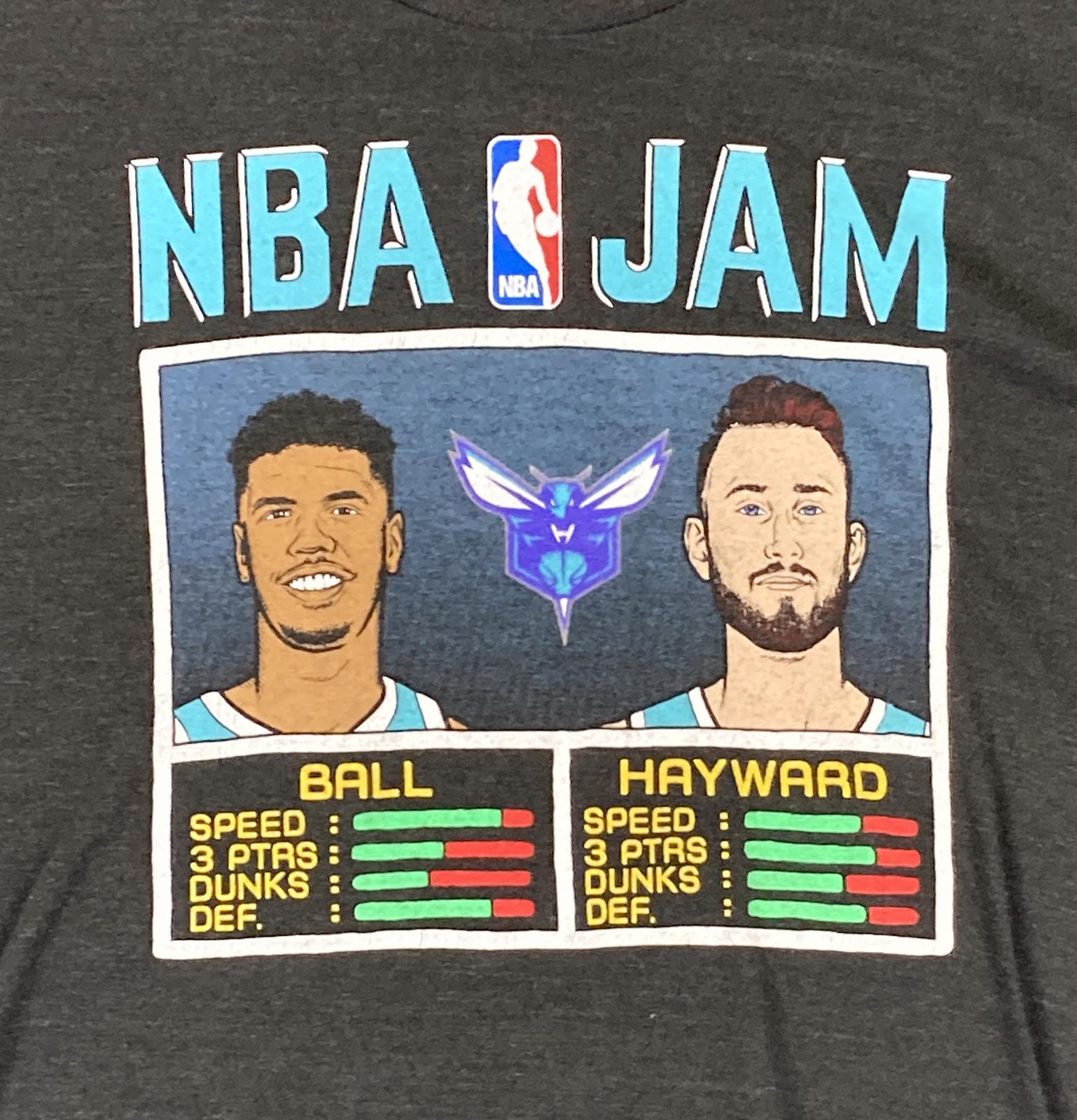Homage T-Shirt Men's Black NBA Jam Charlotte Hornets Ball/Hayward Size L
