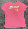 The Nike Tee T-Shirt Women's Pink San Diego Manny Machado #13 Size XL