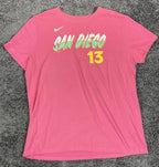 The Nike Tee T-Shirt Women's Pink San Diego Manny Machado #13 Size XL