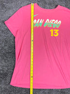 The Nike Tee T-Shirt Women's Pink San Diego Manny Machado #13 Size XL