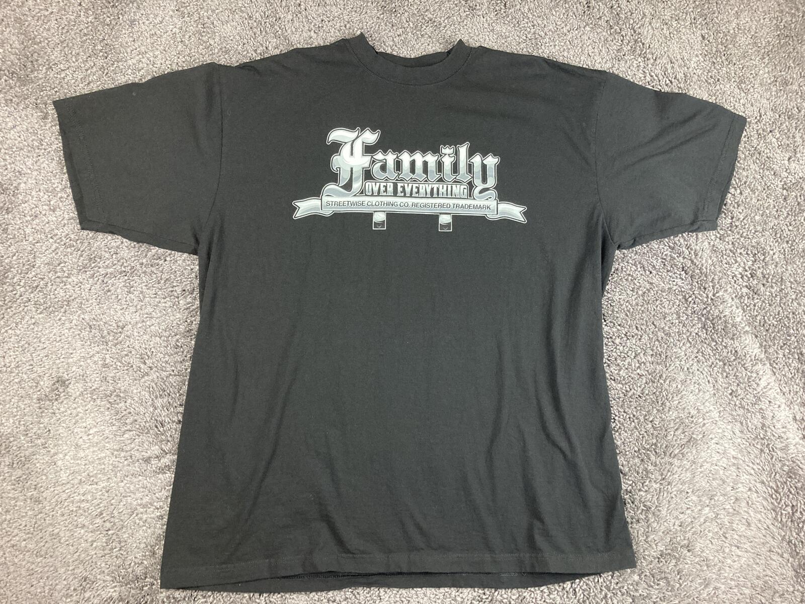 Streetwise Clothing Co Shirt Mens Family Over Everything Black Tee USA Sz 3XL