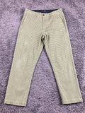 OBEY Straggler Houndstooth Flooded Pants Men Olive Green Stretch Chino Crop 30