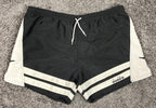 Vintage Diadora Black White Nylon Soccer Training Shorts Men's Drawstring Sz M