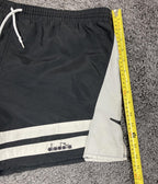 Vintage Diadora Black White Nylon Soccer Training Shorts Men's Drawstring Sz M