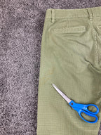 OBEY Straggler Houndstooth Flooded Pants Men Olive Green Stretch Chino Crop 30