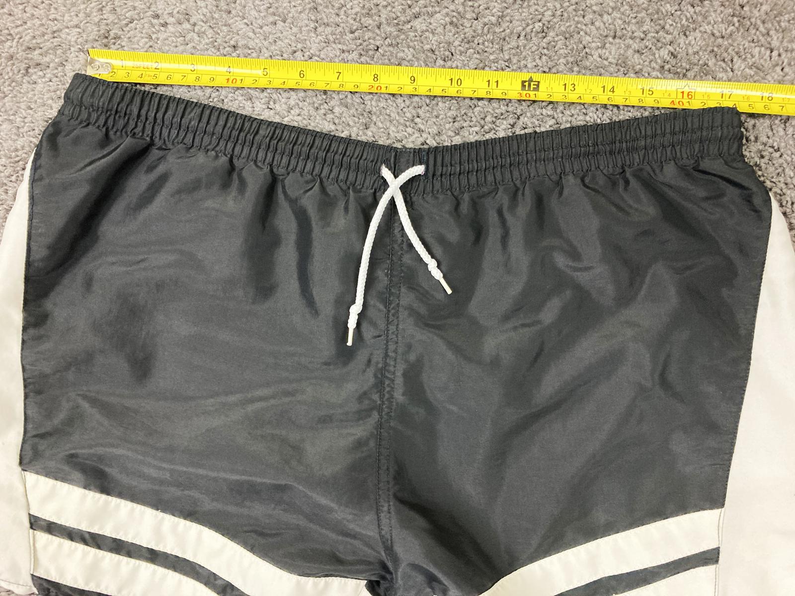 Vintage Diadora Black White Nylon Soccer Training Shorts Men's Drawstring Sz M