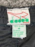 Vintage Diadora Black White Nylon Soccer Training Shorts Men's Drawstring Sz M