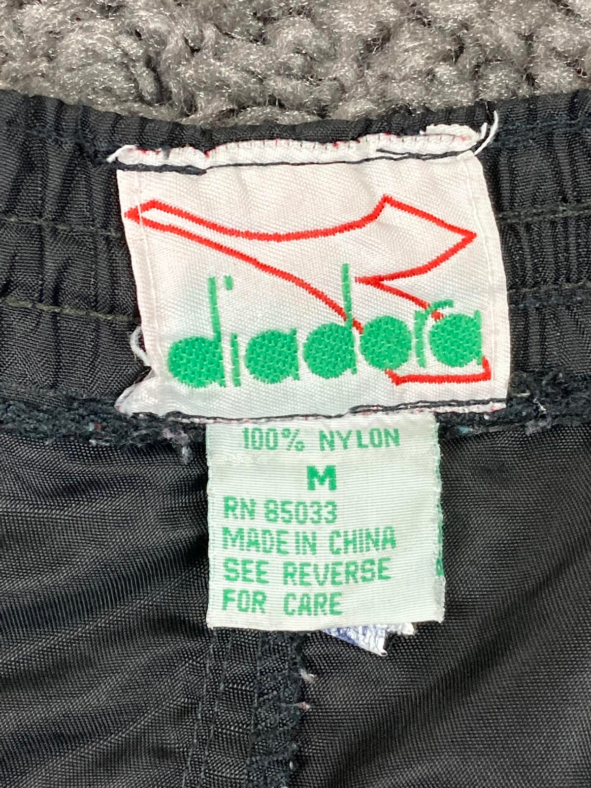 Vintage Diadora Black White Nylon Soccer Training Shorts Men's Drawstring Sz M