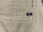 OBEY Straggler Houndstooth Flooded Pants Men Olive Green Stretch Chino Crop 30