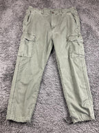 American Eagle Men Slim Cargo Pants 36x30 Olive Green Flex Stretch Drawstring