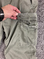 American Eagle Men Slim Cargo Pants 36x30 Olive Green Flex Stretch Drawstring