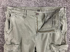American Eagle Men Slim Cargo Pants 36x30 Olive Green Flex Stretch Drawstring