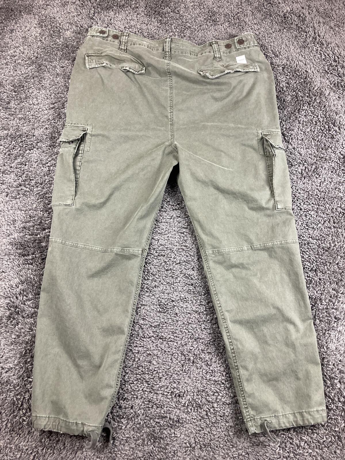 American Eagle Men Slim Cargo Pants 36x30 Olive Green Flex Stretch Drawstring