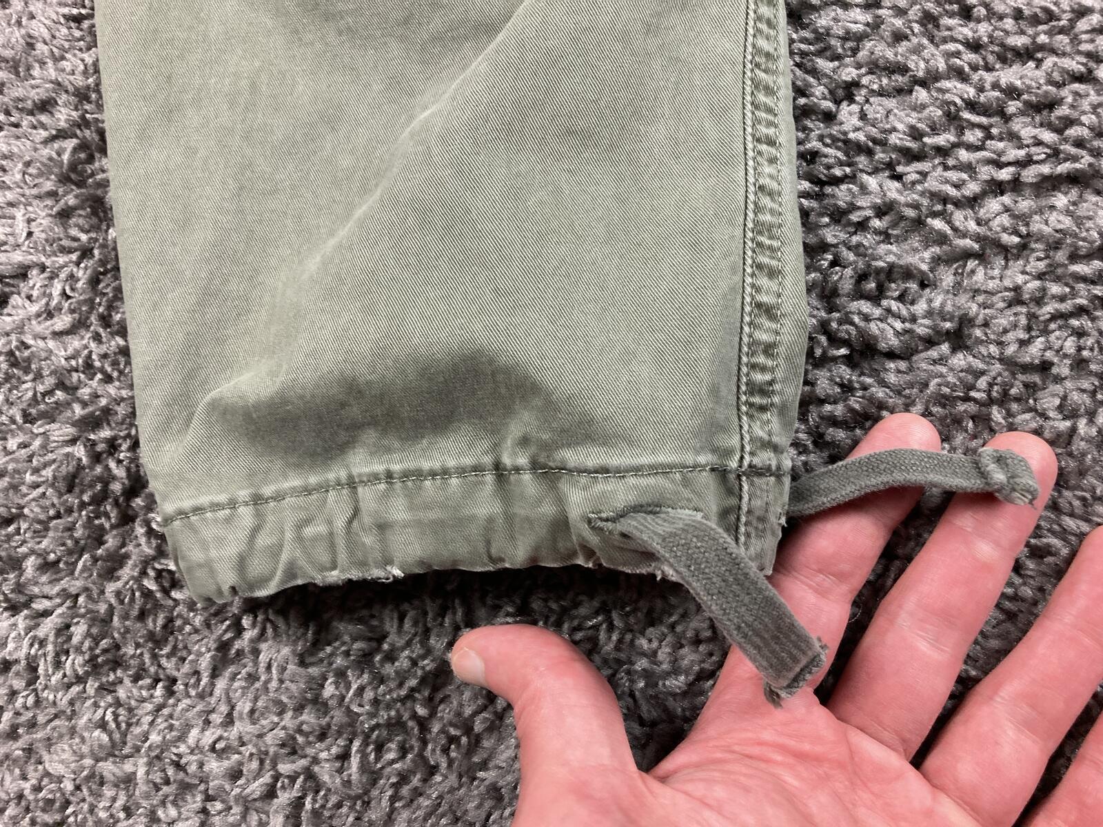 American Eagle Men Slim Cargo Pants 36x30 Olive Green Flex Stretch Drawstring