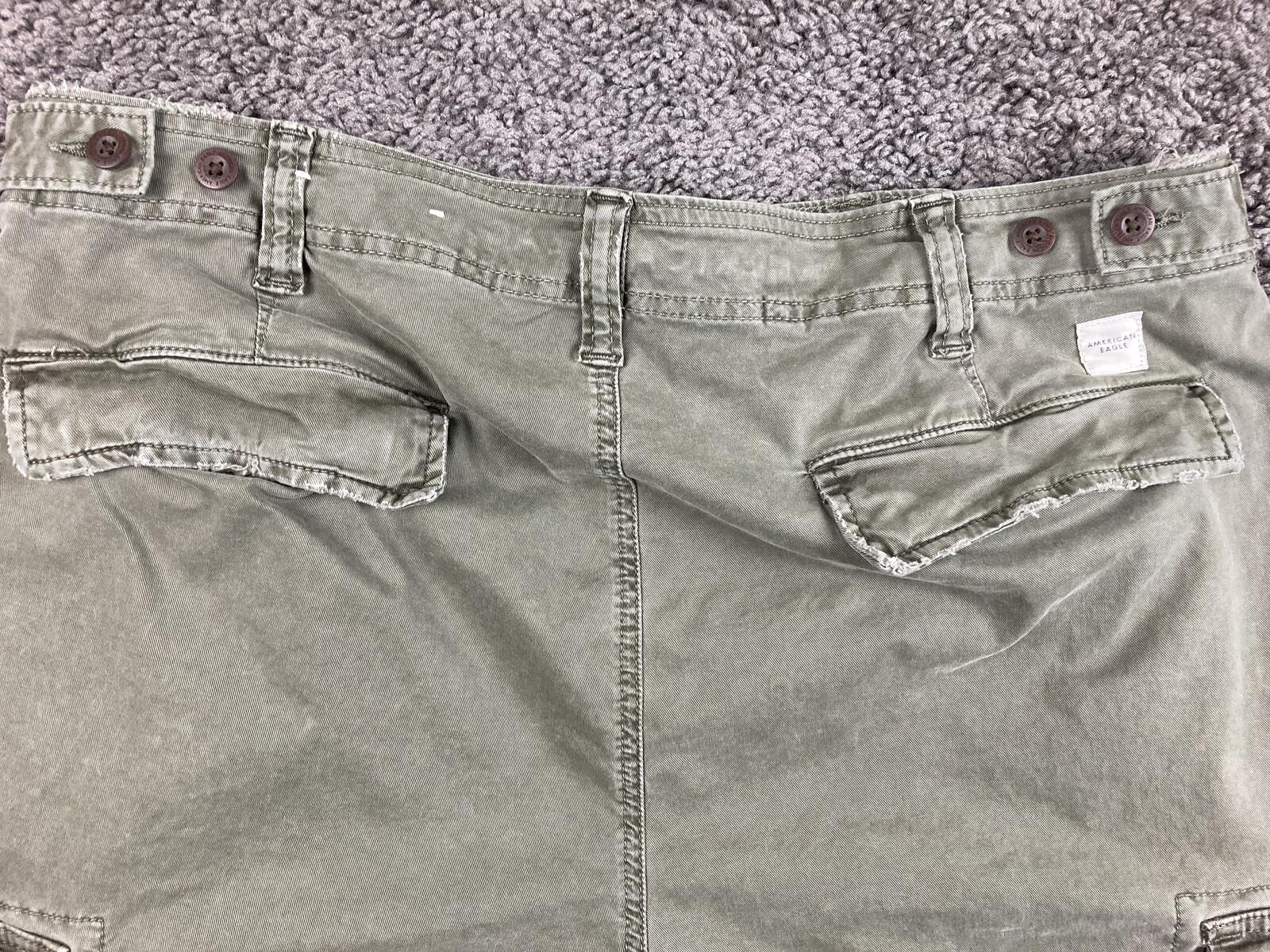 American Eagle Men Slim Cargo Pants 36x30 Olive Green Flex Stretch Drawstring
