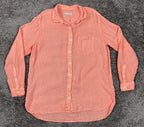 Outerknown Womens 100% Linen Button Up Shirt Coral Long Sleeve Pocket S/P