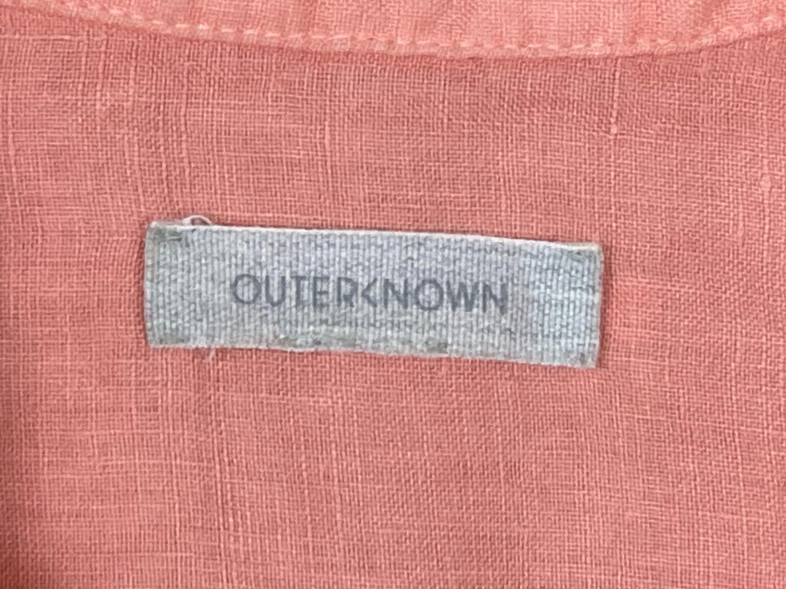 Outerknown Womens 100% Linen Button Up Shirt Coral Long Sleeve Pocket S/P