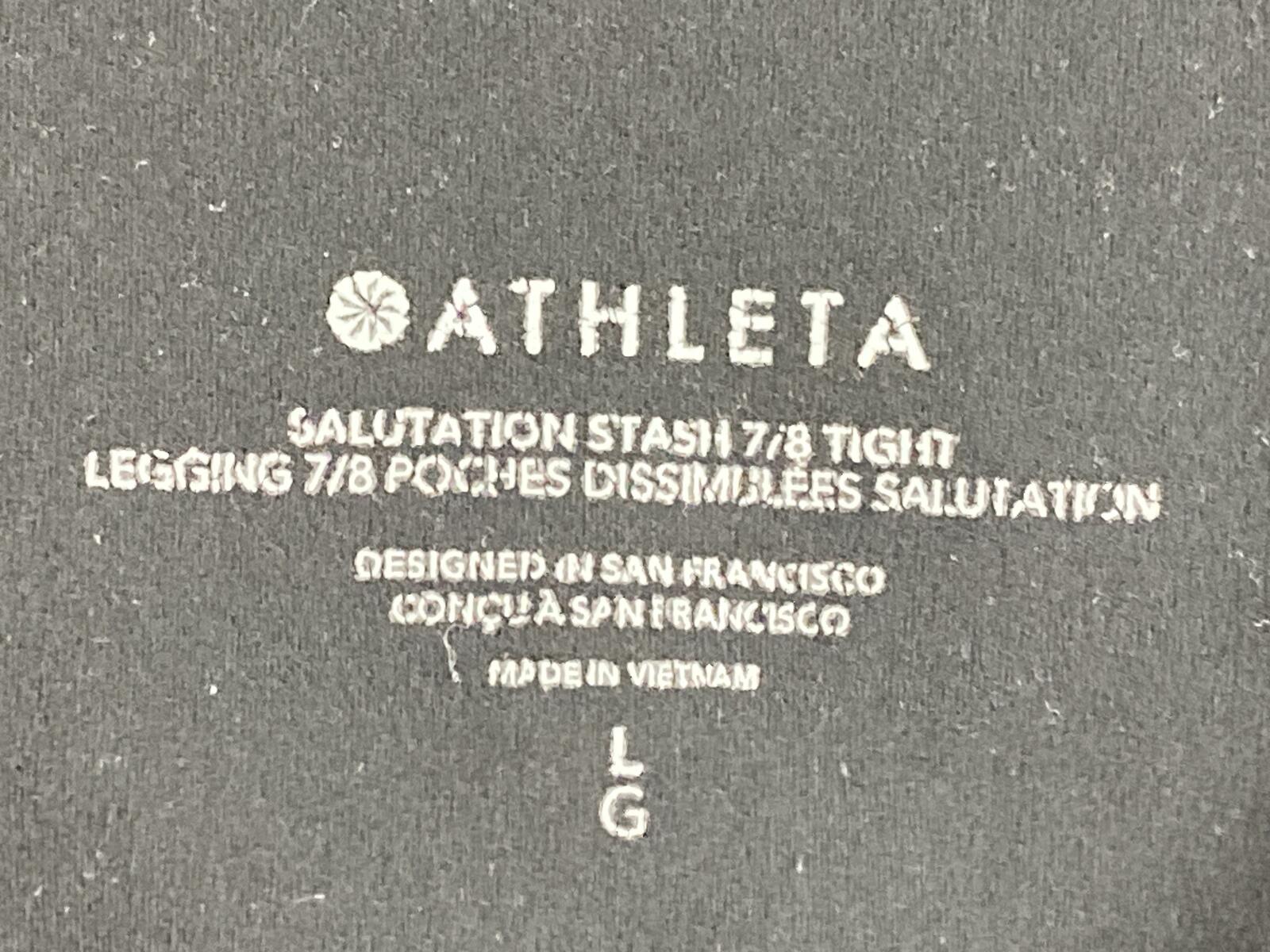 Athleta Salutation Stash Pocket 7/8 Tight Women's Black Leggings Sz Large