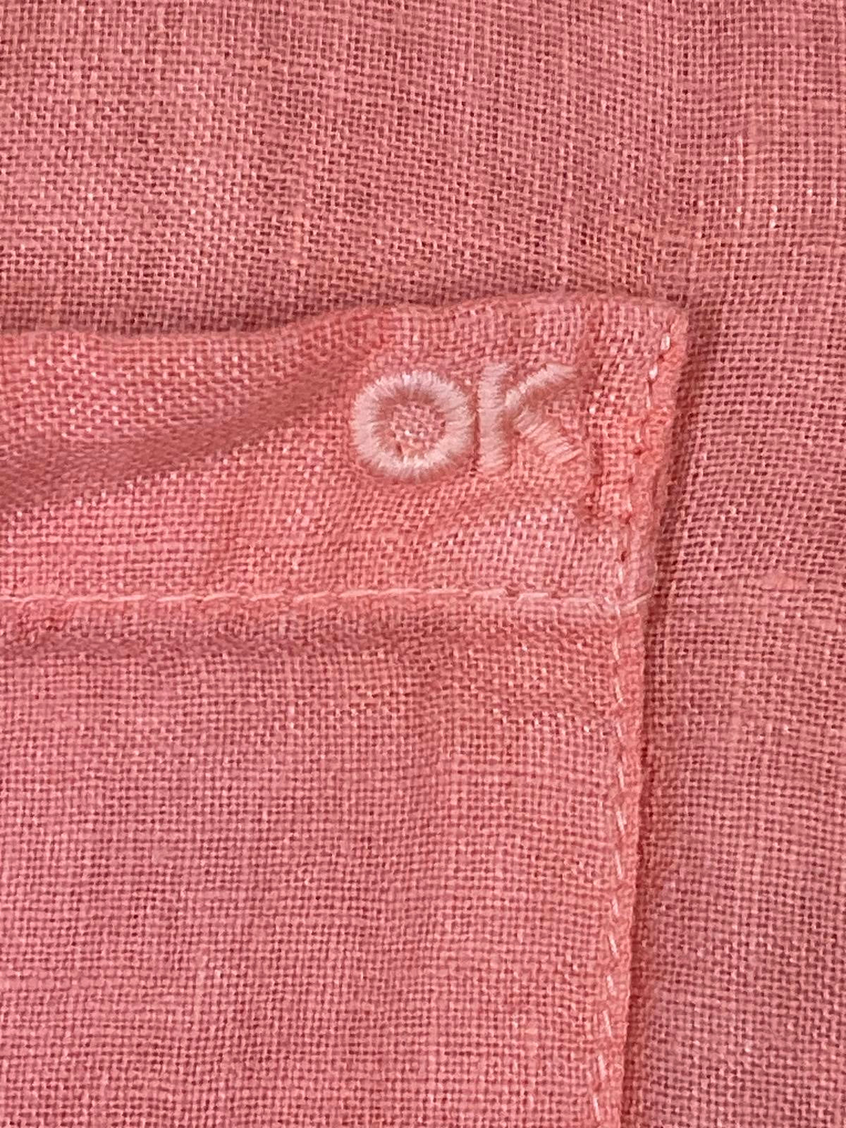 Outerknown Womens 100% Linen Button Up Shirt Coral Long Sleeve Pocket S/P