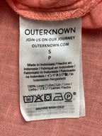 Outerknown Womens 100% Linen Button Up Shirt Coral Long Sleeve Pocket S/P