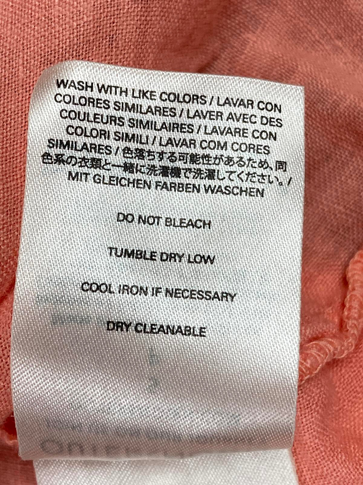 Outerknown Womens 100% Linen Button Up Shirt Coral Long Sleeve Pocket S/P