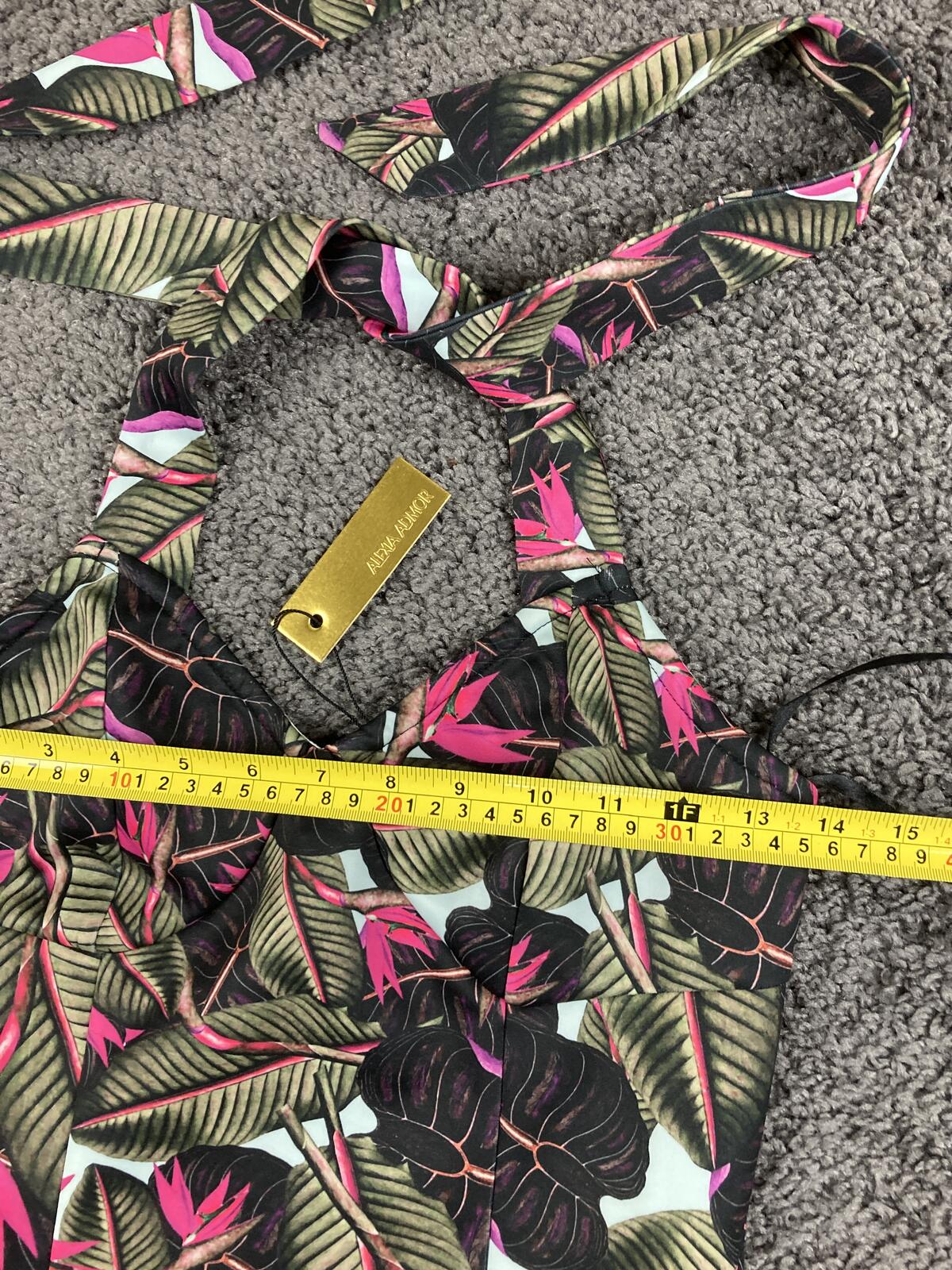 Alexia Admor Tropical Halter Top XS Pink Green Bird of Paradise Cami NWT
