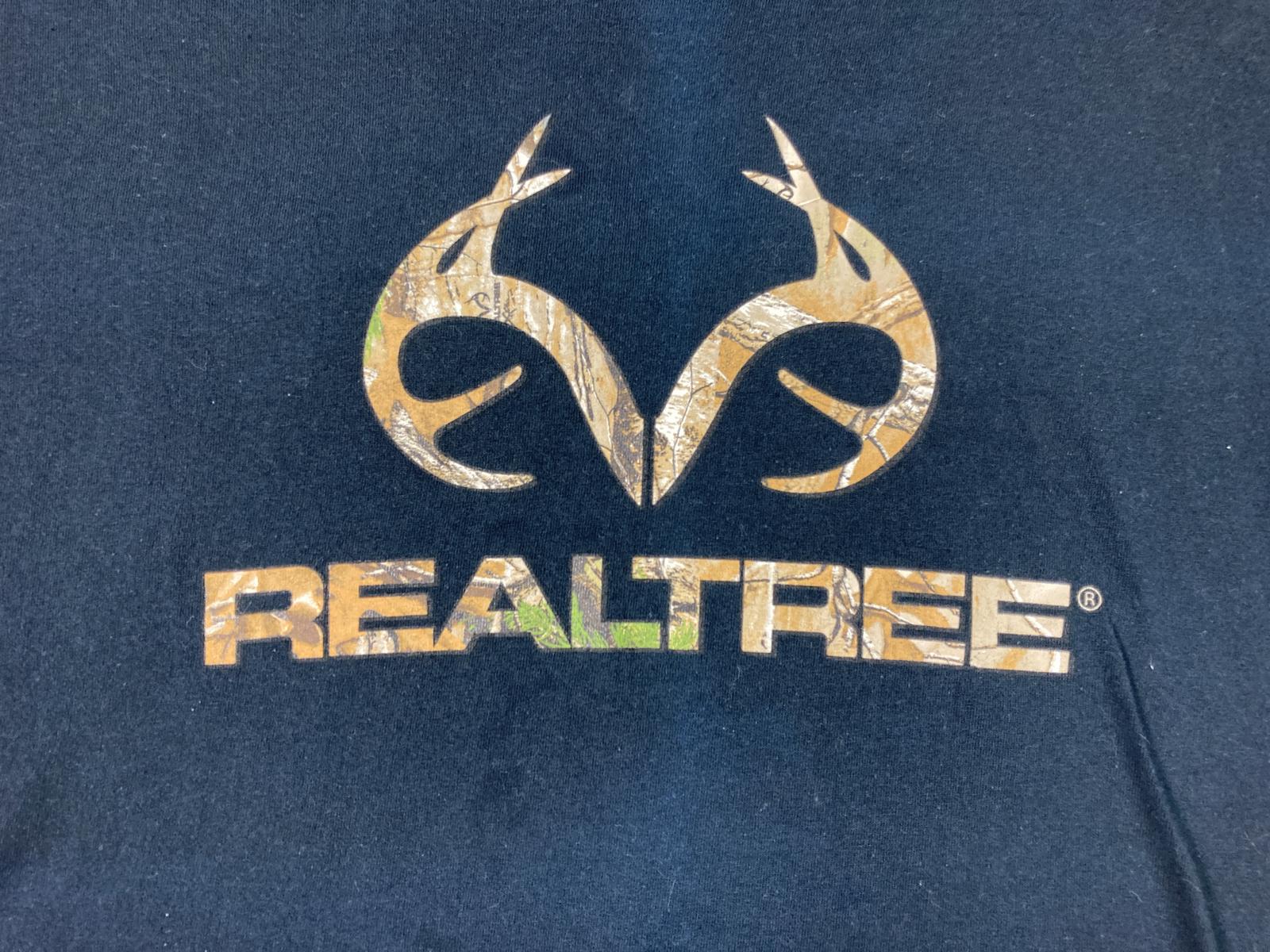 Realtree Logo Graphic T Shirt Mens Size XXL Black Cotton Outdoor Hunt Tee