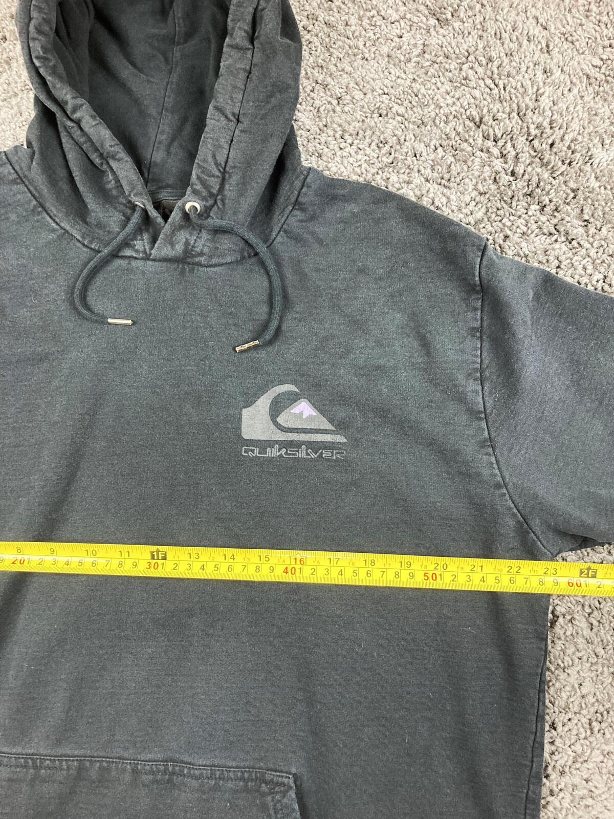 Quiksilver Hoodie Mens Black Cotton Graphic Sleeve Mountain Logo Sweatshirt XXL