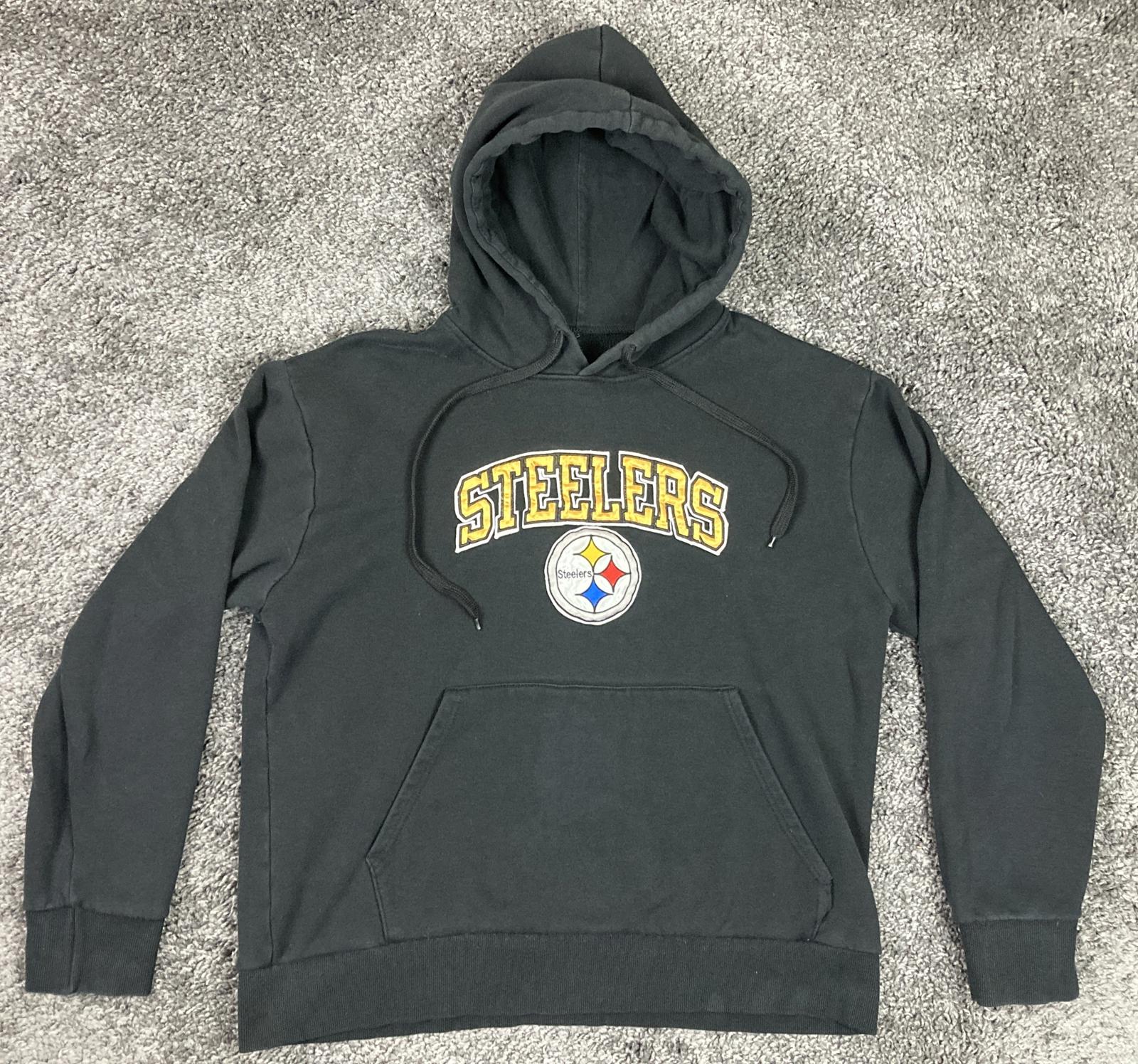 Pittsburgh Steelers Pullover Mens Hoodie Black Embroidered Logo Size Large