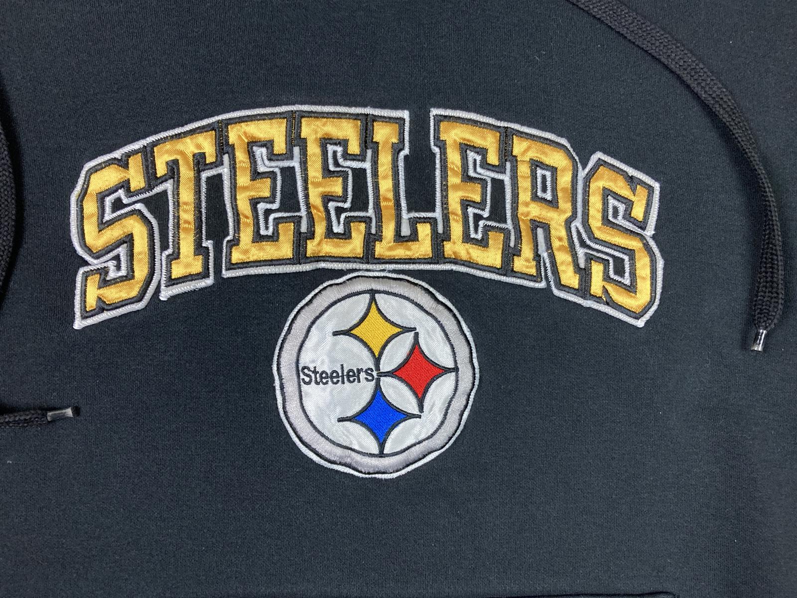 Pittsburgh Steelers Pullover Mens Hoodie Black Embroidered Logo Size Large