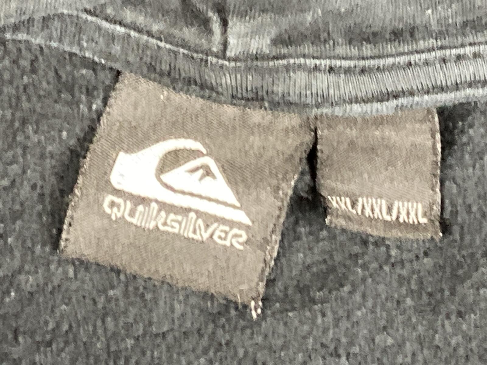 Quiksilver Hoodie Mens Black Cotton Graphic Sleeve Mountain Logo Sweatshirt XXL