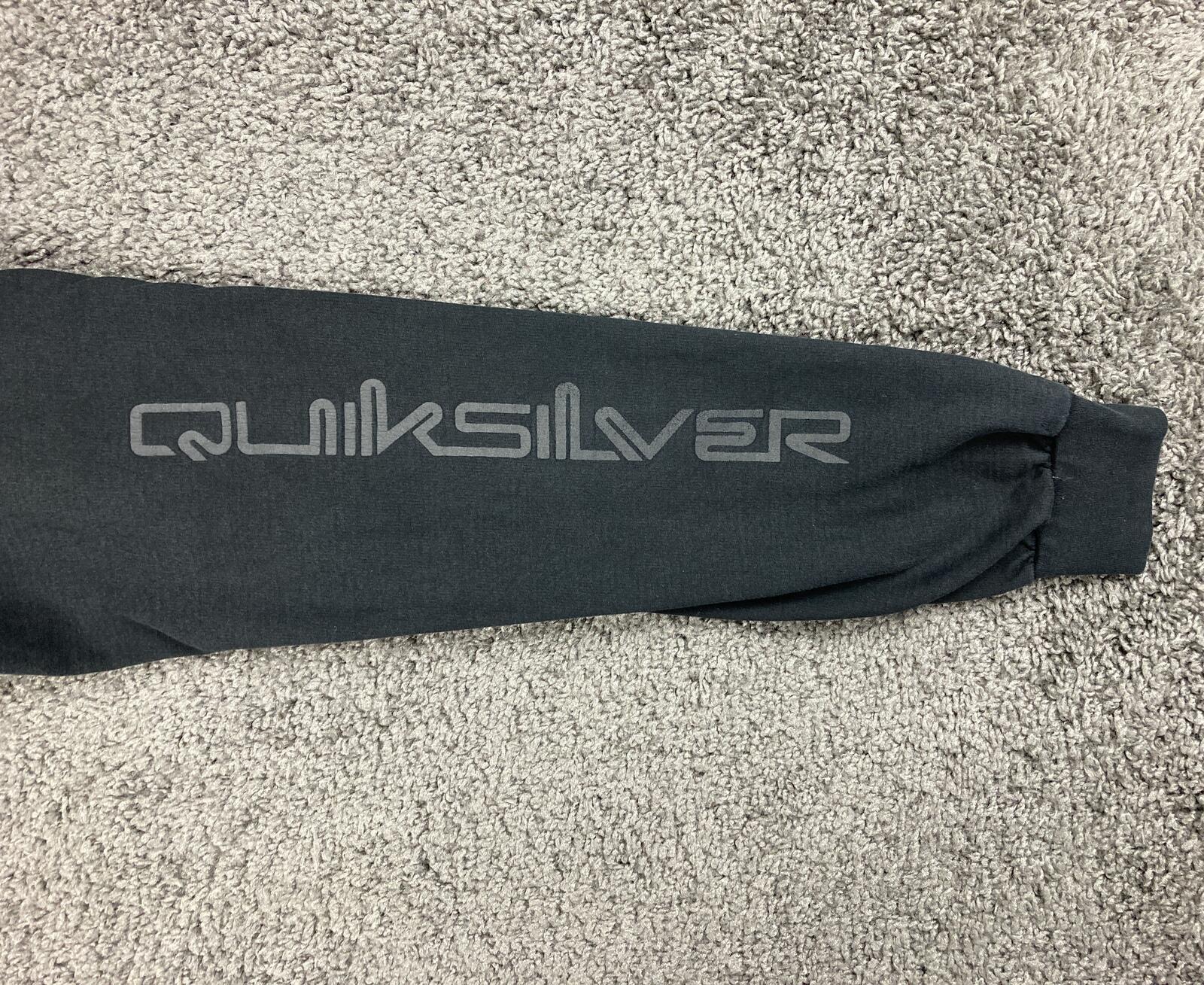 Quiksilver Hoodie Mens Black Cotton Graphic Sleeve Mountain Logo Sweatshirt XXL