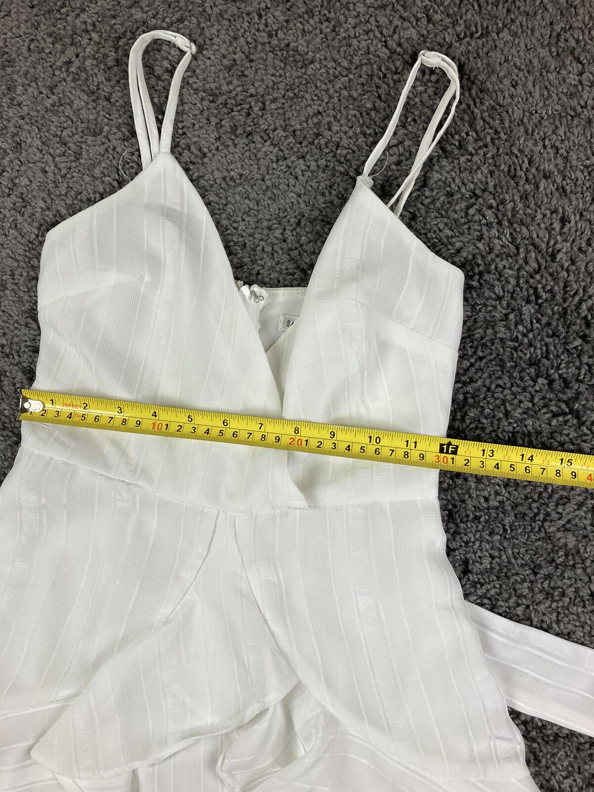 Saints Secrets White Ruffle Faux Wrap Mini Dress Striped Bridal Party XS